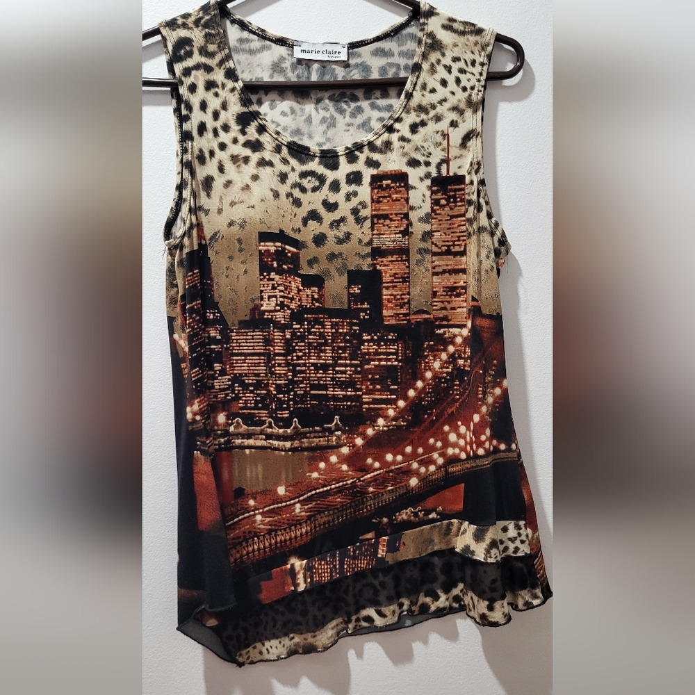 Leopard Cityscape Sleeveless Top